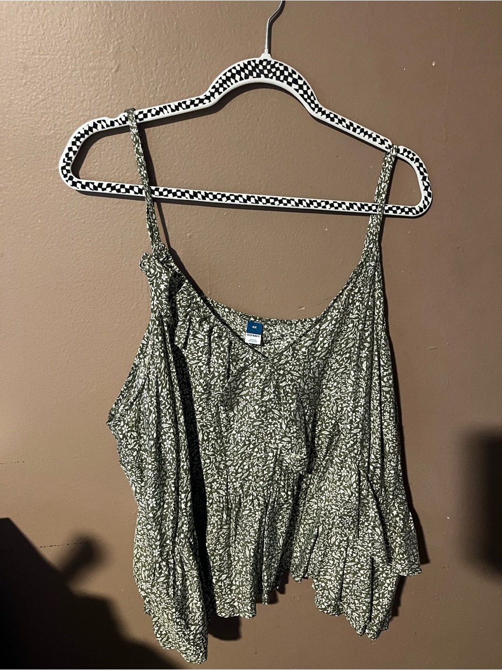 Old Navy Women’s Olive Green Printed Spaghetti Strap Tank Top